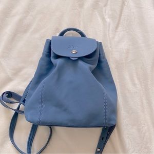 Longchamp Pliage Blue Leather Backpack Small